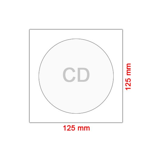 Obálka papierová na CD, biela 127x127 mm, 25 ks