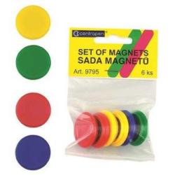 Magnet okrhly 30 mm, Centropen, mix farieb, 6 ks