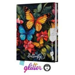 Pam�tn�k �ist�, 14x18 cm, 80 listov, so z�mkom, Butterfly